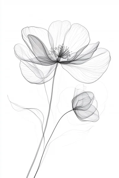 Delicate Wildflower Line Art