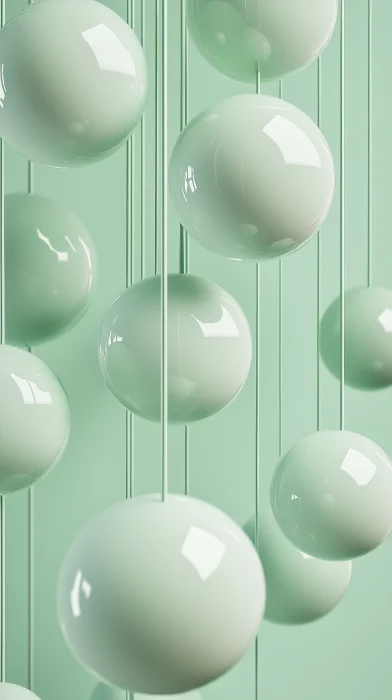 Pastel Green Balls Pattern Wallpaper