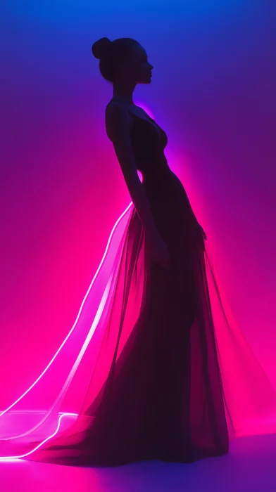 Graceful Woman in Neon Glow