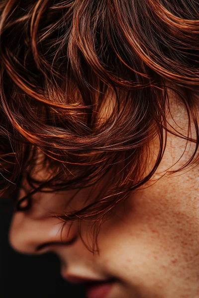 Closeup of Dark Auburn Hair