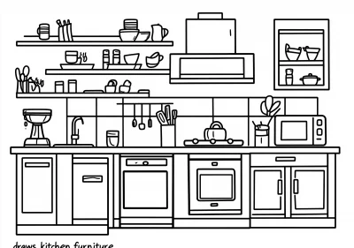 Simple Kitchen Coloring Page