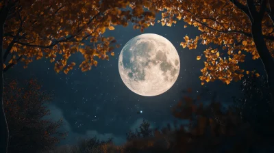 Autumn Night Sky with Full Moon