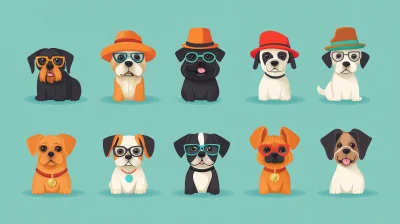 Colorful Cartoon Dogs