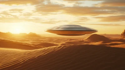 Futuristic Flying Saucer in Desert