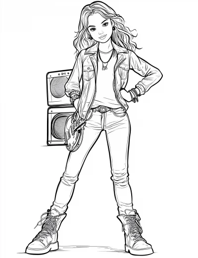 Rocker Girl Coloring Page