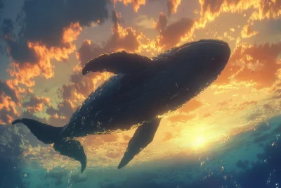 Ocean Sunset Whale