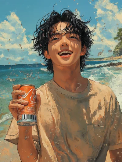 Young man at the beach