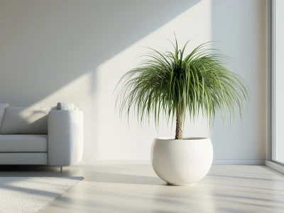 Living Room Interior with Ponytail Palm