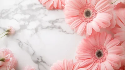 Pink Flower on Marble Desk