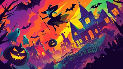 Stylized Halloween Scene