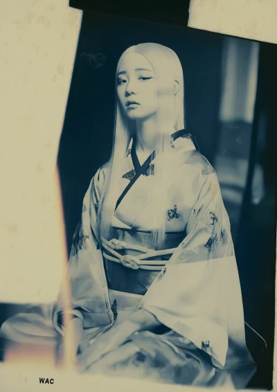 Ghostly Albino Maiko in Double Exposure Image