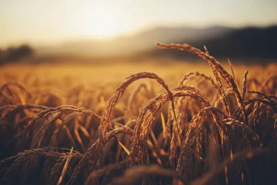 Golden Rice Field at Sunset