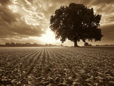 1920s Field in Sepia Tone