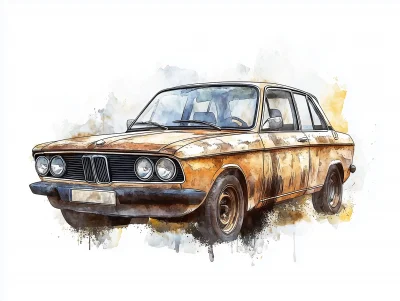 Watercolor Car Illustration