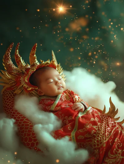 Chinese Newborn Baby with Dragon