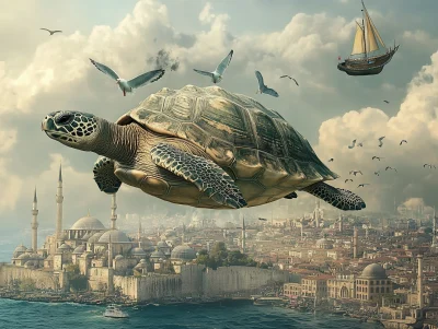 Flying Turtle Over Istanbul