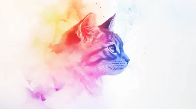 Abstract Colorful Cat Head