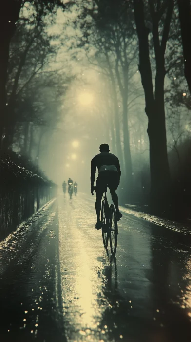 Man Riding an Old Bicycle