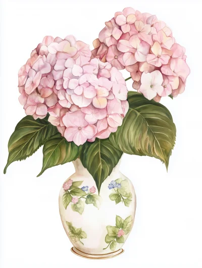 Light Pink Hydrangea in Vintage Vase