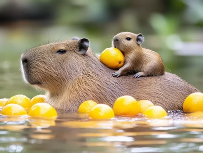 Capybara Relaxation in Hot Spring