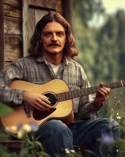 Man Playing Guitar on Porch