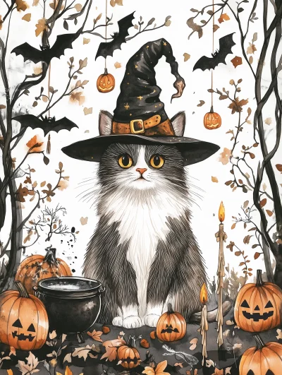 Halloween Cat Illustration