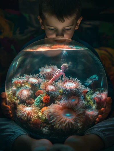 Boy with Mermaid Aquarium