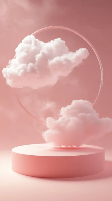 Pink Podium with Clouds