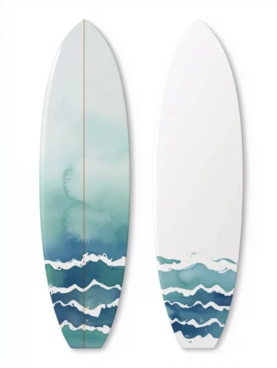 Surfboard with Ocean Waves