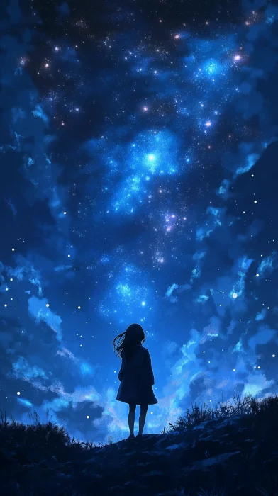 Korean Idol Girl Under Night Sky