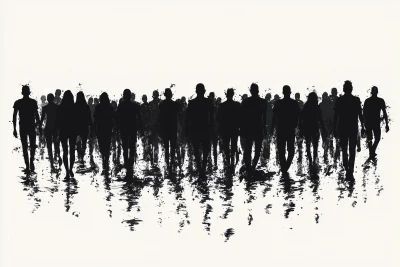 Silhouette of a Large Group