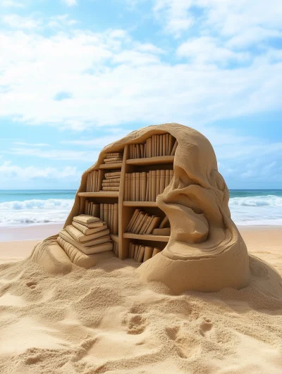 Sandy Bookshelf Sculpture