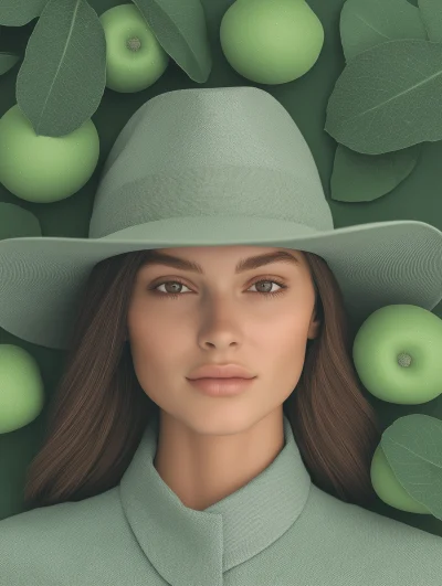 Model with Green Apples