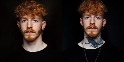 Portrait of a man with mullet hairstyle