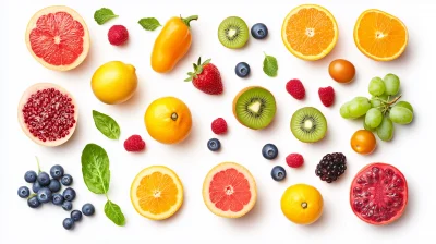 Fresh Colored Fruits and Vegetables