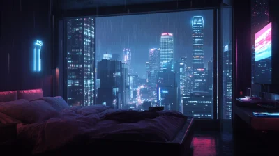 Cyberpunk Bedroom View