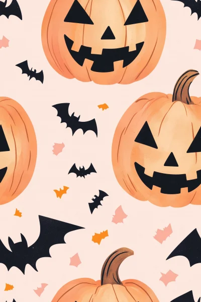 Cute Jack O’ Lanterns with Bats