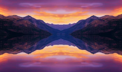 Kaleidoscopic Mountain Reflections