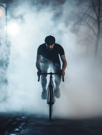 Cyclist in the Smoke