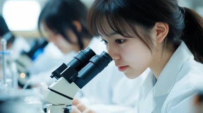 Japanese Medical Students in Lab