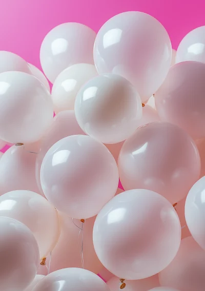 White Balloons on Pink