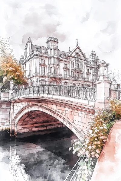 Watercolor Ha’Penny Bridge