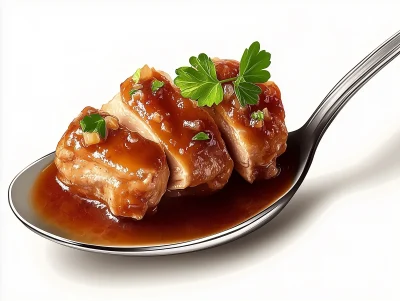 Braised Chicken on Spoon