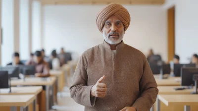 Confident Elderly Indian Man at Call Center