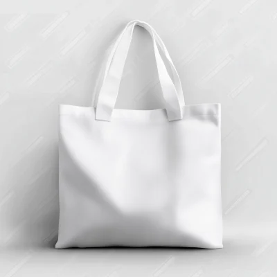 Realistic White Canvas Tote Bag