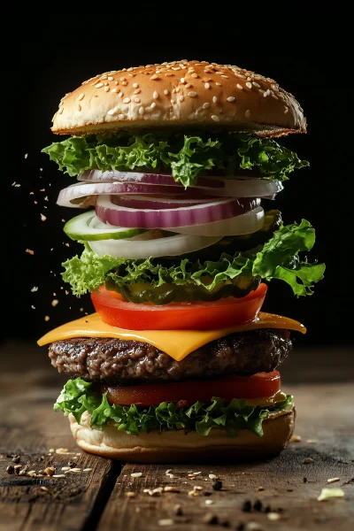 Exploded Cheeseburger View