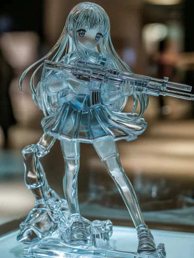 Glass Statue of Anime School Girl