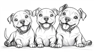 Smiling Pit Bull Line Art