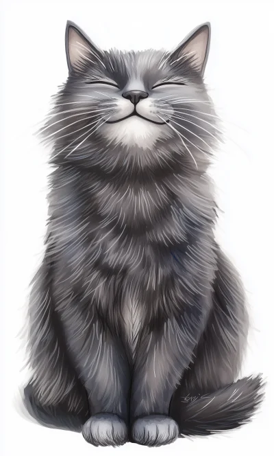 Happy Gray Cat Illustration