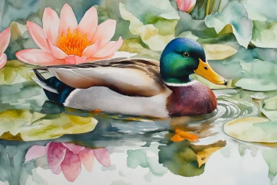 Mallard Duck in Watercolor